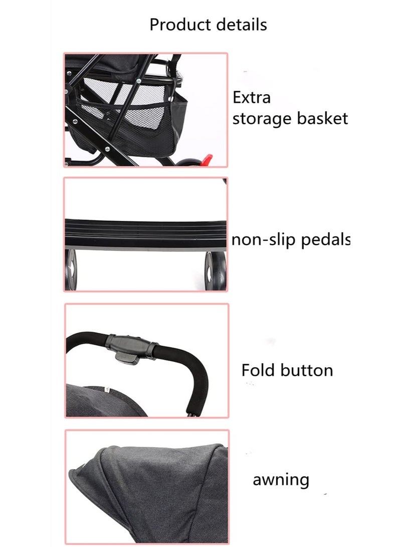 Mini Portable Baby Stroller Ultra light weight/Compact fold/Travel Cabin (suitable for Air travel) Stroller/Pram/Push Chair (BLACK) - Image 3